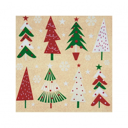 Ubrousky 33 x33 cm, Vánoční stromečky Ubrousky 33 x33 cm, Vánoční stromečky