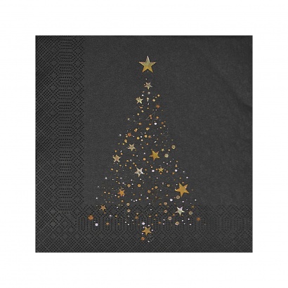 Ubrousky 33 x33 cm, Vánoční stromeček zlatý Ubrousky 33 x33 cm, Vánoční stromeček zlatý